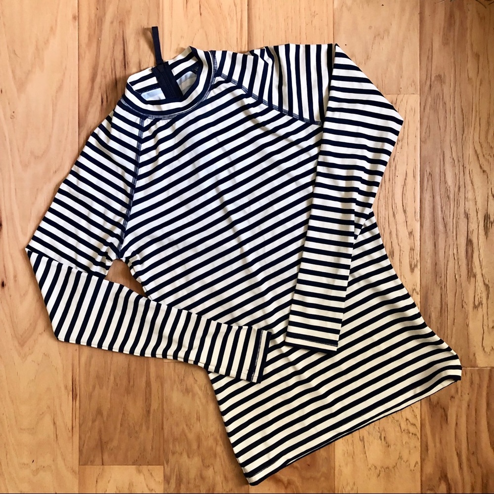 J Crew Navy Striped Rash Guard - Swim Top